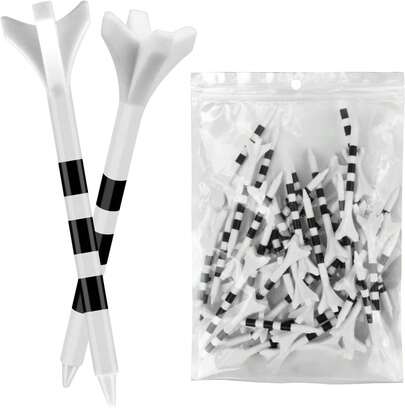 Tees de Golf de Plástico Blanco de Alta Calidad a Granel 50 Piezas, Tees de Golf Profesionales, 2 3/4 Pulgadas (70 Milímetros), Accesorios de Herramientas Deportivas de Alto Rendimiento