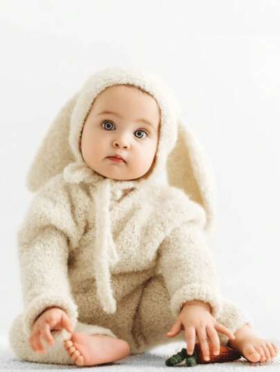 2pcs/Set Newborn Photography Outfit, Baby Rabbit Ear Romper And Hat, Infant Growth Milestone Photo Props