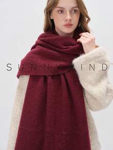 1条女士纯色针织涤纶围巾，优雅时尚，适合日常佩戴，秋冬季节适用。 - 彩色 - 查看 15