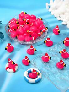 10/20pcs Christmas Mini Resin Flamingo Hot Pink Miniature Flamingo With Santa Hat Figurine Tiny Small Animals Ornament For DIY Fairy Garden, Christmas Home Decor, Micro Landscape Craft, Xmas Goodie Bag Fillers Party Favors Decorations, Perfect Birthday Gift - Pink - View 2