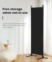 TUKAILAi Panel Screen With 4 Panels Fabric Folding Room Divider Movable Privacy Screen For Living Room Bedroom - Black - View 6