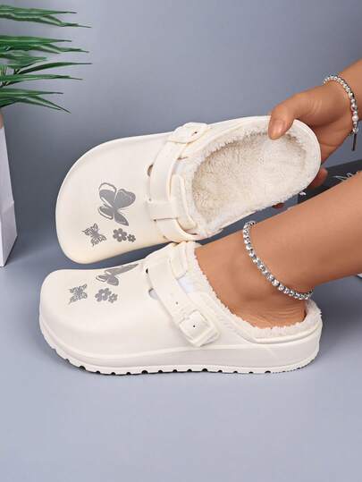 Kadın Termal Astarlı Kışlık Terlikler, Bej Kaymaz İç/Dış Mekan Ayarlanabilir Kayışlı Terlikler, Hafif ve Rahat, Sıcaklık ve Nefes Alabilirlik İçin EVA Malzemeden Üretilmiştir, Soğuk Zeminler İçin Uygundur; Yumuşak ve Rahat İç Taban, Ev, Mutfak, Ofis İçin Uygundur; Kolay Temizlenen Kaymaz Dış Taban.