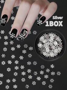 1 Box Christmas Nail Glitter, Silver Snowflake Nail Art Decorations, Snowflake Christmas Gift Nail Design Winter Glitter Nail DIY Decor - Multicolor - View 11