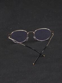1/2 Pair Men Retro Back To School Round Metal Clear Lens Glasses, Suitable For Daily Office Commute - 黑色 - 查看 3