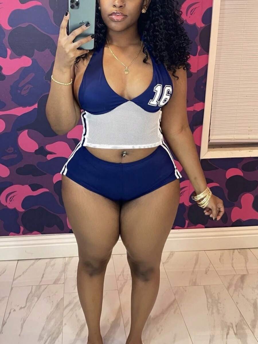 Lazaro Summer Going Out Outfit Two Piece Set Beach Outfits For Woman Graphic Print Tops Match Shorts Sets Sports Outfits For Women - Màu xanh lam - Xem 1