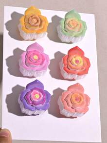 6 piezas Pinzas para el cabello con diseño floral, lindas y coloridas, de tamaño mediano, adecuadas para peinados semi-recogidos, elegantes pinzas de garra, accesorios para el cabello de invierno, moda