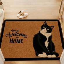 1 peça de pegada de gato, estampa gráfica de gato, série de tapetes longos, tapete interno, capacho, tapete de entrada, tapete de cabeceira para quarto, tapete de cozinha, tapete de cozinha, adequado para sala de estar, lavanderia, banheiro