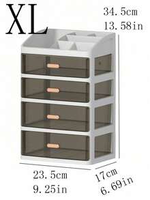 1 pieza Caja de almacenamiento de cosméticos de escritorio multicapa, cuidado de la piel a prueba de polvo, estilo cajón de hogar con compartimentos para lápiz labial, estante de almacenamiento de joyas, caja de almacenamiento de cajón transparente, caja de almacenamiento de escritorio, caja de almacenamiento de cables de datos