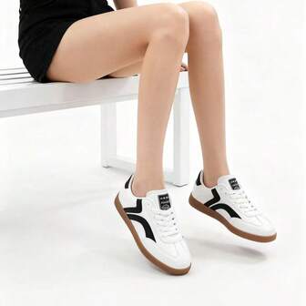 Women's Casual Sneakers, Fashion Trainers, Comfortable Campus Style Lace-Up Shoes For Outdoor, Indoor, Sports, Versatile