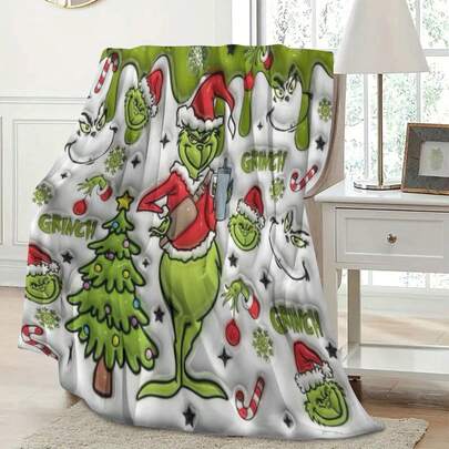 Coperta da pisolino per ufficio con personaggio di cartone animato carino a forma di mostro peloso verde. Coperta calda da campeggio all'aperto, coperta calda invernale per letto, coperta per divano, coperta da viaggio, coperta per letto, coperta per aria condizionata, scialle coperta riscaldante per sedile auto, regalo di Natale per famiglia e amici, costume di Ognissanti