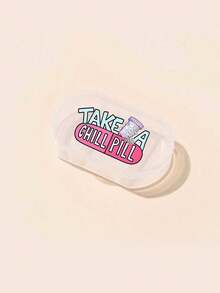 1 Oval Pill Box With Printed Letters And Purple Medicine Bottle Pattern, Three Compartment Portable Pill Storage Box, Mini Storage Box, Portable Jewelry And Medicine Box, Personalized Creative Gift With Letter Logo, Suitable For Travel, Outdoor Activities, Bags, Pockets, Unique Design Decorative Travel Storage Box, Medicine Storage Box