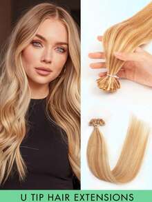 VADES 50 Strands U Tip Hair Extensions Nail Tip Human Hair Extensions Straight Human Hair 01Jet Black 1BNatural Black 02Brown 04Brown P4-27Piano ColorP27-613 12inch 16inch 20inch Utip Keratin Hot Fusion Extensions Invisible Nail U Tip Human Hair Extensions For Halloween Used Cosplay And Women High Quality Natural Look for Hair Adds Volume and Length - P27-613 - Übersicht 2