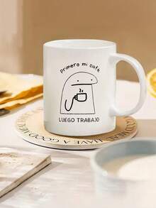 1 Piece Of 11 Ounce Fun Letter Coffee Cup, Displaying The Spanish Phrase "First My Coffee, Then Work". A Mug, Christmas Gift, Teacup, Coffee Enthusiast Gift, Thanksgiving Christmas Gift, Reusable Christmas Decoration, Birthday Gift - Multicolor - View 11