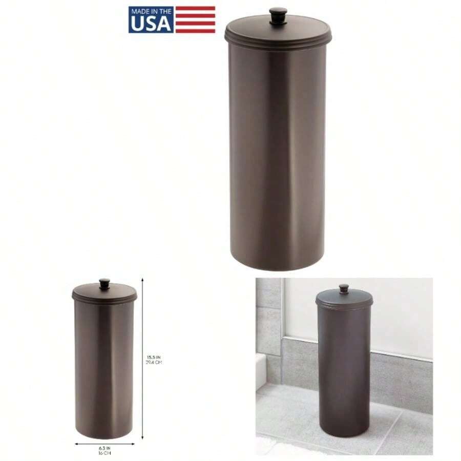 Portarrollos con tapa, compacto porta rollos de papel higinico de pie para el bao fabricado en plstico, bronce - bronce - Ver 1