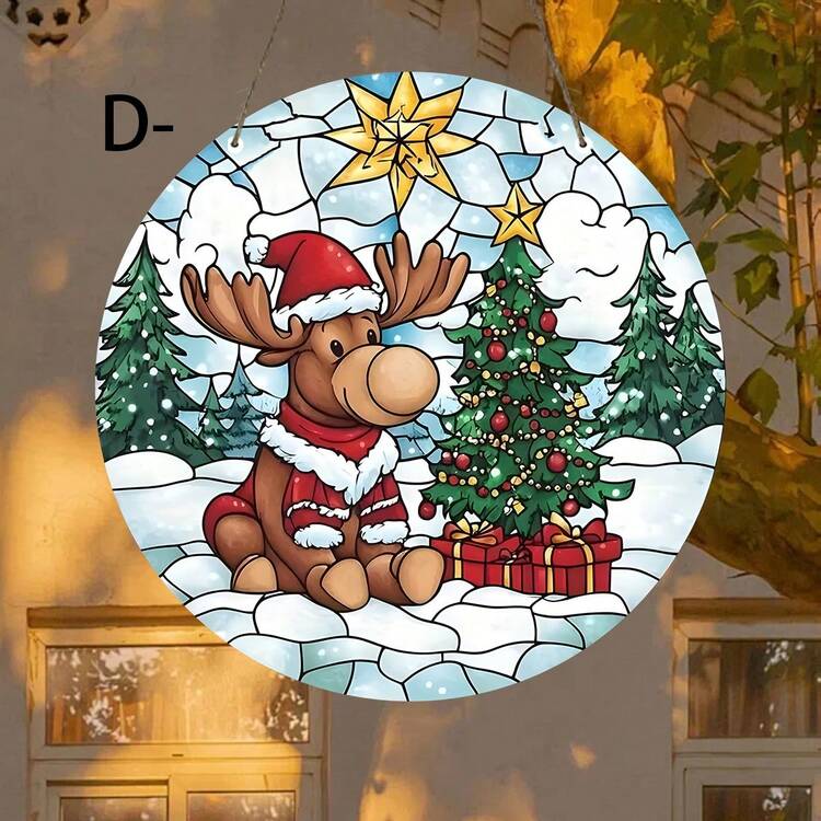 1 Item, Red-Nosed Reindeer Sun Catcher, Gardening Collection Light Ornament, Window Hanging Decoration, Christmas Decoration, Gift For Family Members, Indoor And Outdoor Decoration, Cottage Decoration, Perfect Holiday Gift, Outdoor Christmas Ornament. - Acrylic-round - View 5