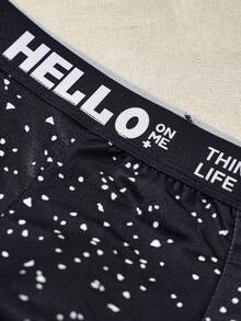 6pcs Men's Boxer Briefs, Teenager Underwear, Personalized Polka Dot Print HELLO Waistband Design, Comfortable And Skin-Friendly - Multicolor - View 4