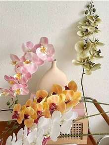 M.S MO SHI HOME FURNISHINGS 1 Stück 38 Zoll künstlicher Phalaenopsis Orchideen Zweig, Latex Phalaenopsis Orchideen Zweig mit natürlicher Berührung, Fake Cymbidium Blume, geeignet für Heimdekoration, Schreibtischdekoration, Mittelpunktdekoration, Hochzeitsdekoration, Valentinstag, Geburtstagsgeschenk, Abschlussfeier, DIY Vase Blumenarrangement, Garten, Schlafzimmer, Wohnzimmer, Raumdekoration, Feiertagsparty, Künstliche Pflanze