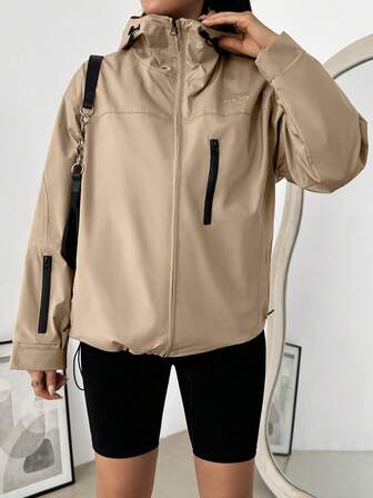 Damen Winter Jacke Mantel, mit Reißverschluss und Kapuze, Klettverschluss an den Ärmeln, thermisch gefüttert, winddicht und wasserdicht, lässiger Loose Fit, modisch und bequem, geeignet für Outdoor, Wandern, Sport, Alltag