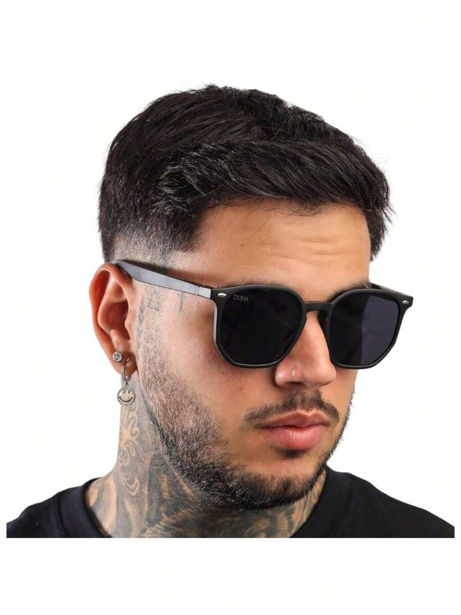 Men's Original Geometric Dark Sunglasses UV Protection - Black - View 1