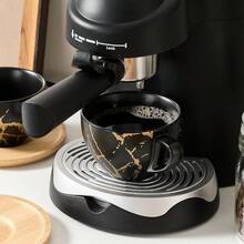 Ceramic Espresso Cups With Saucers And Metal Stand Small 4 Oz Porcelain Demitasse Cups Set Of 6 Cute Cappuccino Coffee Cups For Double Espresso Tea Marbling White Black