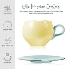 Taza De Tulipan,300 ml Linda Taza De Tulipans,Cerámica Taza De Cafe De Tulipan Trae Una Cuchara,Con asa acogedora, adecuado para fiestas del té, regalos de cumpleaños, Día de la Madre (Amarilla) - Rosa - Ver 7
