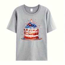 1pc/2pcs/3pcs Red And Blue Berry Birthday Cake Iron-On Stickers - Suitable For Heat Transfer On Custom Pillows, DTF DIY Clothing, Canvas Bags, T-Shirts, Backpacks, Jeans, And Sweatshirts.