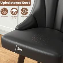 GIKPAL 24" Counter Height Swivel Bar Stools Set Of 2, PU Leather Upholstered Counter Barstools With Solid Wood Legs And Backs For Kitchen Island, Home Bar, Black-PU - 黑色-PU-2pcs - 查看 5