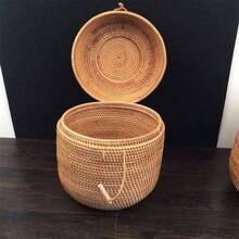 Rattan storage basket Set Of 3 Rattan Storage Tub Storage Basket Handwoven Storage Bin Living Room Toys Storage Towels Home decoration rattan storage basket Natural As picture - Natural + Como en la imagen - Ver 4