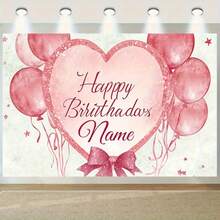Personalizowane tło na przyjęcie urodzinowe z imieniem, ciepły, romantyczny wzór różowego serca, dekoracja na imprezę