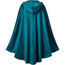 Men Hooded, Adult Medieval Renaissance Costume With Hood, Velvet Cape Halloween Dress - 39,37'' + Cổ tròn màu xanh hồ - Xem 3