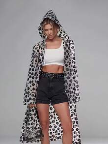 1pc Women'S EVA Fashionable Leopard Print Raincoat - Lightweight, Portable, All-Season High Quality With Adjustable Hood, Full Coverage Leopard Print Raincoat For Cycling, Camping, Travel, Outdoor Activities, Easy-Clean Outdoor Rain Gear, Raincoat For Women, Quality Raincoat For Women