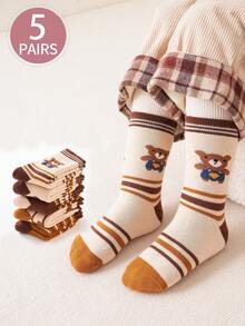 5 Paar Kinder Thermisch gefütterte Socken bis zur Mitte des Knöchels, geeignet für kaltes Wetter, Innen- und Außenbereich, Sportbekleidung, Herbst/Winter