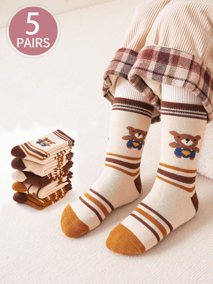5 Paar Kinder Thermisch gefütterte Socken bis zur Mitte des Knöchels, geeignet für kaltes Wetter, Innen- und Außenbereich, Sportbekleidung, Herbst/Winter