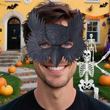 Owl Half Face Covering Halloween Headwear Animal Costume Accessories For Adults Kids - Black - View 3