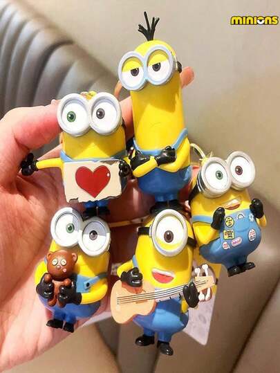 Minions 1pc Minions Cartoon Cute Bob, Kevin, Stuart Mini Figurine Keychain Bag Charm