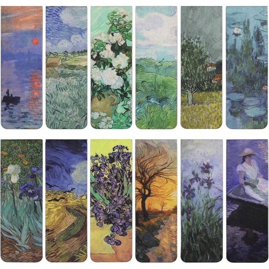 Simpeak 12 Piezas Separadores de Libros Marcadores Magnéticos, Bonitos Marcadores PáMagnéticos, Clips PáMagnéticos, Marcadores para Estudiantes Oficina Papelería Lectura, Cuadro - Cuadro 2 - Ver 1