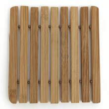 Set Of 4 Slatted Table Rests, Square Bamboo Pot Holders, 100% Wood - 1 đơn vị - Xem 3