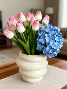 Un jarrón abstracto creativo, un jarrón con forma de cuatro círculos en forma de flores blancas, con un estilo nórdico minimalista bohemio, adecuado para la decoración de una granja moderna, sala de estar, cocina, dormitorio, mesa de comedor, oficina. Cuatro tarros de cerámica redondos, portalápices, organizador de papelería de maquillaje, botella de cerámica, tarro de miel, jarrón con forma, recomendado como regalo de negocios. Decoración del hogar Decoración de la habitación Jarrón de flores Jarrón de vidrio