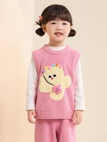 Balabala BalaOne 女童抓绒背心 2025，冬季保暖卡通背心（IP：Nai Pu Pu） - 粉紅色調 - 查看 1