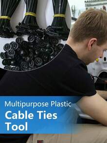 20/40/50/60/100 piezas Bridas de nailon universales de uso pesado con pasador y botón. Correas de sujeción para reparación de automóviles y uso diario - Negro - Ver 6