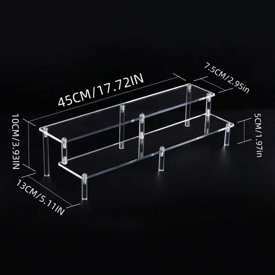 1pc Acrylic Display Rack, 3-Tier/4-Tier/5-Tier Trapezoid Display Shelf, Home Storage Display Rack For Jewelry, Cosmetics, Transparent Organizer Display Stand For Perfume - Clear - View 1