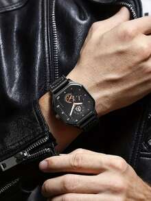 1 Men's Watch Casual Sports Leather Strap Square Digital Dial Quartz Watch, Classic Design, Suitable For Daily Wear And Outdoor Sports, Original Movement Is Stable And Durable, Quartz Watch Is The Most Ideal Gift For Him