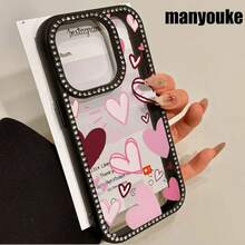 Teléfono Corazones marrones y rosados Teléfono 3 en 1 con grabado de doble cara, adecuado para phone16promax, 16 15pro 14 14 Plus/14 Pro 13 13 Pro 12Pro 11pro Promax Series. Suave anticaídas y resistente a las manchas, adecuado tanto para hombres como para mujeres con decoración. - Rosa - Ver 6