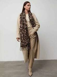 1pc Thin StyleWomen Fashion Bohemian Leopard Painting Navy Blue Marble Print Veil Hijab, Casual Street Wear Hijab For Daily Use, Autumn Headband