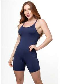 Slim Zero Transparency Fitness Jumpsuit With Straps And Lined Gym Crossfit Jumpsuit 048 - Màu xanh lam - Xem 2