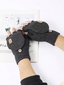1 pieza Guantes de punto de media mano para hombres y mujeres en invierno, con cubierta de felpa desmontable de doble uso, protector de pantalla táctil, cálidos para escribir y ciclismo, guantes regalo de Navidad de invierno térmicos y cálidos