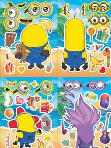 Minions Minions 8/16/24 Pcs Minions Theme Puzzle Stickers Suitable For Birthday Decorations, Cute Big Eyes, Creative Face-Changing Mobile Phone Luggage Stickers DIY Stickers, Suitable For Birthday Parties, Halloween, Christmas, Weddings, Theme Decoration Stickers