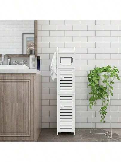 Wielofunkcyjna szafka łazienkowa, wolnostojąca, wodoodporna półka z wąską szczeliną, mała szafka boczna do łazienki