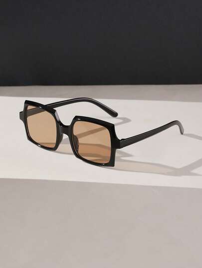 1 件男士亚克力休闲大方框时尚眼镜，简约设计有色镜片普通 Y2K 眼镜，适合旅行配件和日常使用