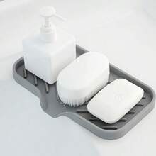 2 Pieces Of Grey Silicone Kitchen Sink Drainage Tray - Rectangular Soap Holder, Anti Slip Edge Sponge Drying Pad And Dish Drain Pad, Modern Design For Efficient Drainage, Essential For Home Cooking